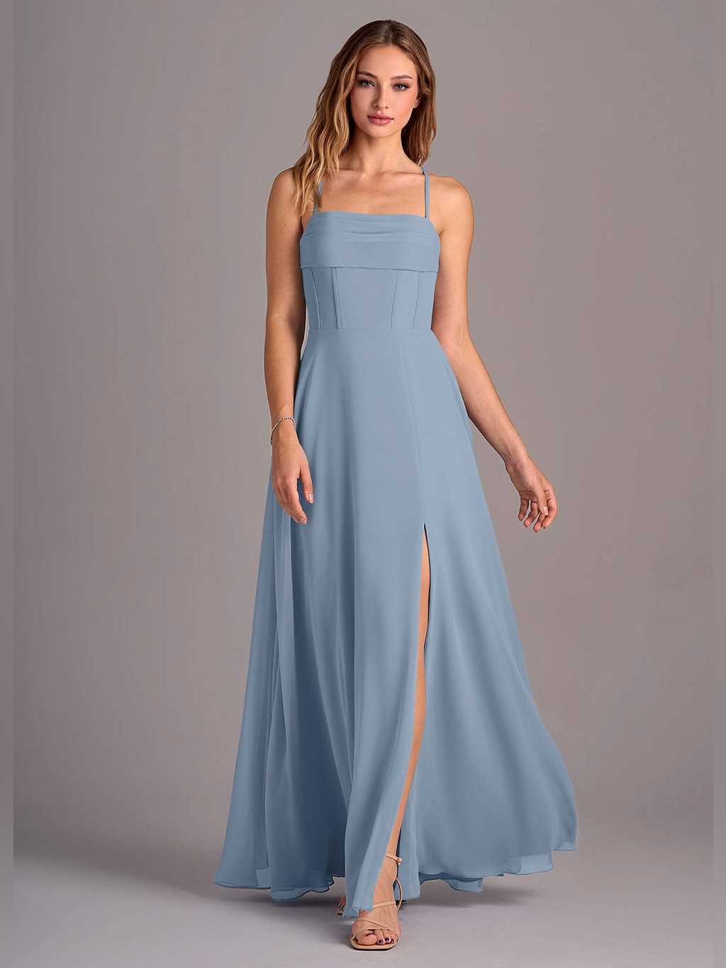 Azazie Light Blue Spaghetti Strap Maxi Dress